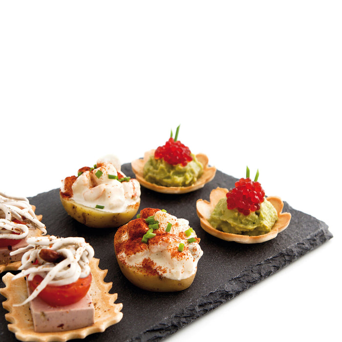 Tavă din Ceramică Efect Ardezie Quid Gastro Fun Negru (22 x 14 cm) (12 Unități)