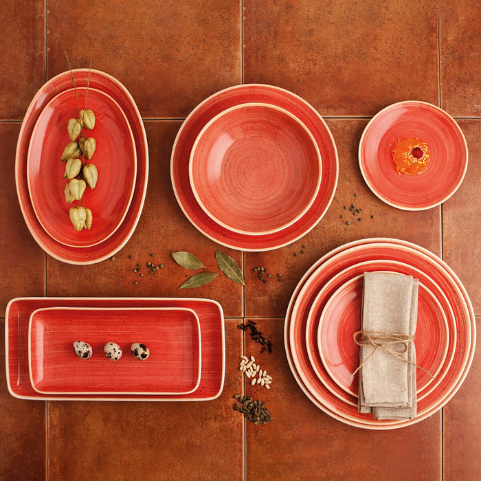 Platou pentru Servire Ariane Terra Oval Ceramică Roșu (Ø 32 cm) (6 Unități)