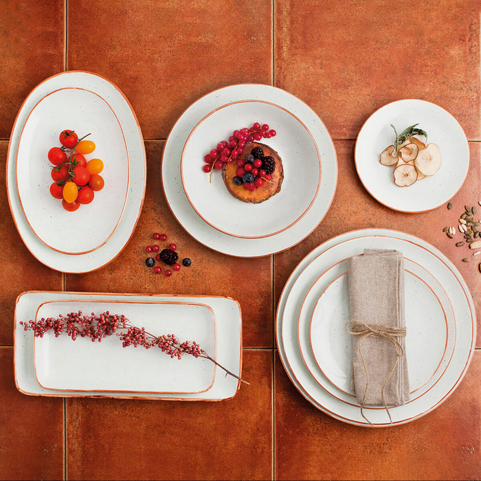 Platou pentru Servire Ariane Terra Oval Ceramică Bej (Ø 26 cm) (12 Unități)