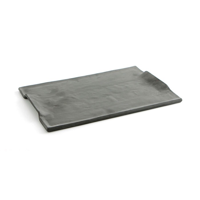 Tavă pentru gustari Quid Mineral Gres Negru Ceramică 35 x 23 cm (6 Unități)