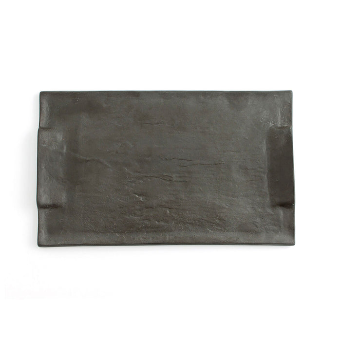 Tavă pentru gustari Quid Mineral Ceramică Negru 30 x 18 cm (6 Unități)