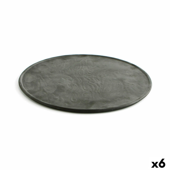 Farfurie Suport Quid Mineral Gres Ceramică Negru Ø 33 cm (6 Unități)
