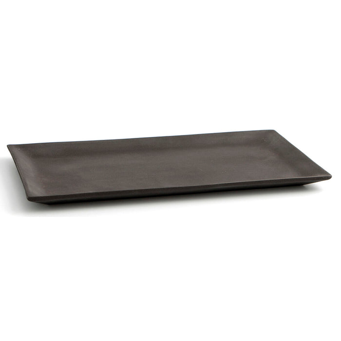 Tavă pentru gustari Quid Mineral Gres Negru Ceramică 15 x 30 cm (8 Unități)