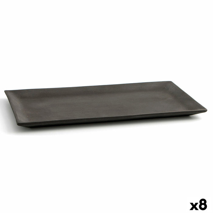 Tavă pentru gustari Quid Mineral Gres Negru Ceramică 15 x 30 cm (8 Unități)