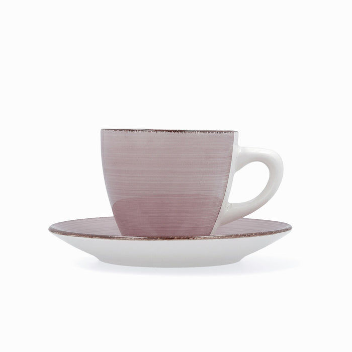 Set de Cești cu Farfurii Quid Vita Morning Roz Ceramică (4 Piese) (6 Unități)
