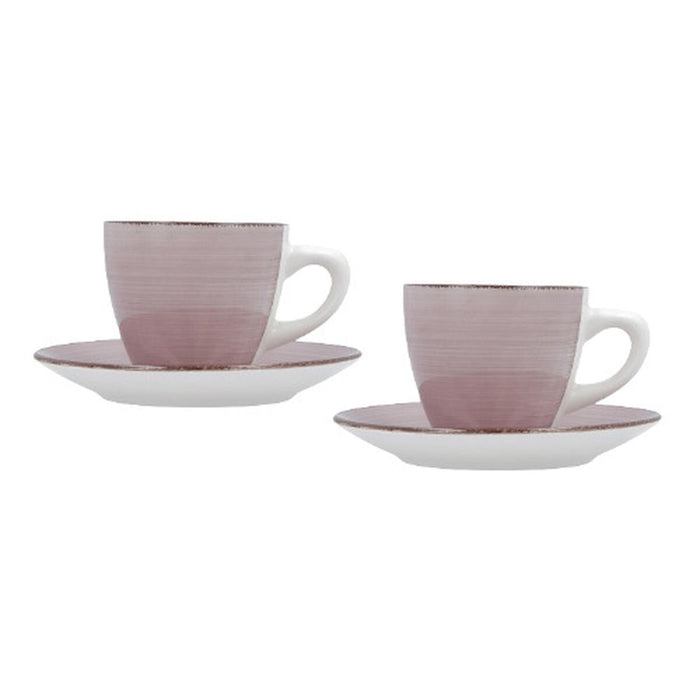 Set de Cești cu Farfurii Quid Vita Morning Roz Ceramică (4 Piese) (6 Unități)