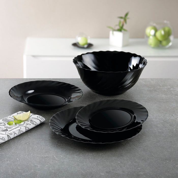 Platou Plat Luminarc Trianon Black Negru Sticlă Ø 24,5 cm (24 Unități)
