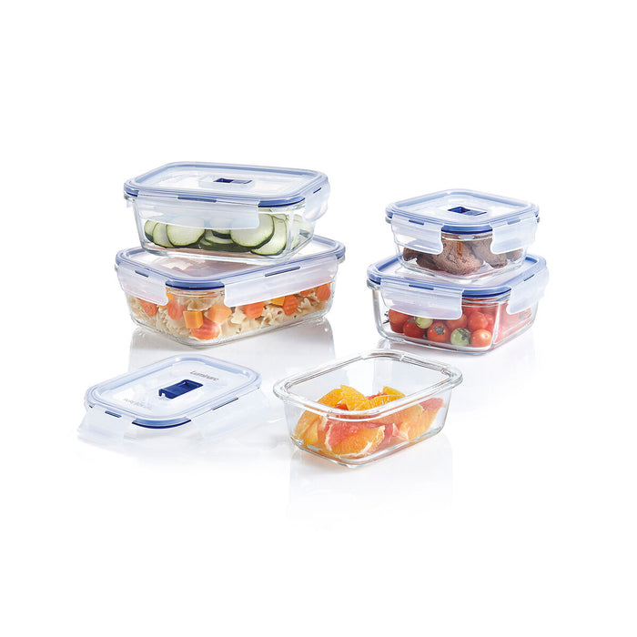 Cutie pentru prânz ermetică Luminarc Pure Box Active 380 ml 12 x 9 cm Bicolor Sticlă (6 Unități)