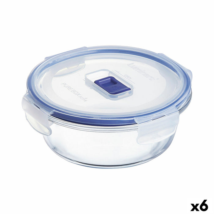 Cutie pentru prânz ermetică Luminarc Pure Box Active 670 ml 14 x 6 cm Bicolor Sticlă (6 Unități)
