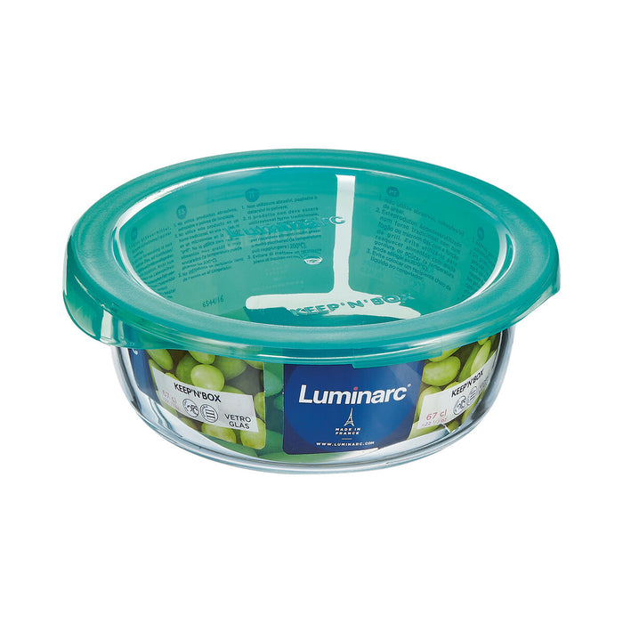 Cutie rotundă pentru prânz cu capac Luminarc Keep'n Lagon 13,5 x 6 cm Turquoise 680 ml Sticlă (6 Unități)