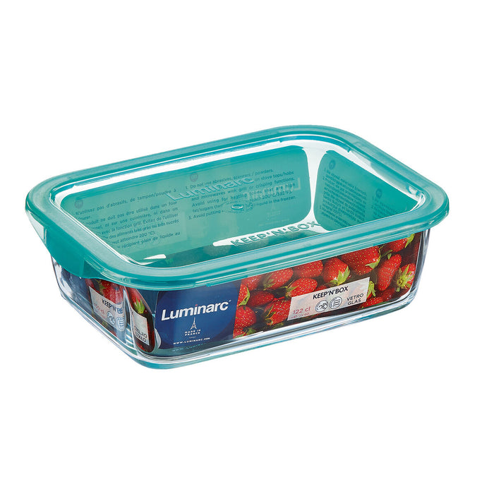 Cutie de prânz dreptunghiulară cu capac Luminarc Keep'n Lagon 12 x 8,5 x 5,4 cm Turquoise 380 ml Sticlă (6 Unități)