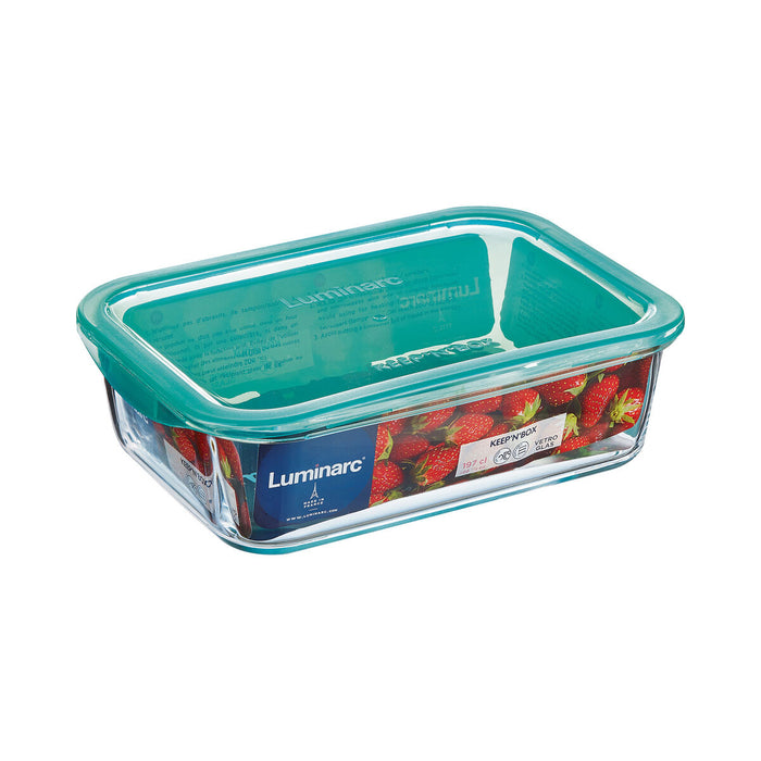 Cutie de prânz dreptunghiulară cu capac Luminarc Keep'n Lagon 16 x 11,3 x 6 cm Turquoise 820 ml Sticlă (6 Unități)