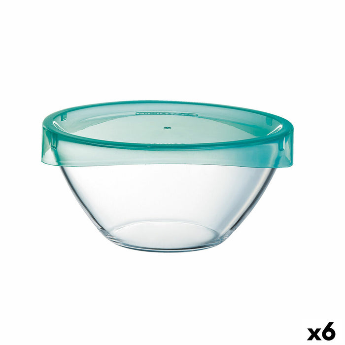 Salatieră Luminarc Keep'n Lagon Transparent Cu Capac Sticlă (23 cm) (6 Unități)
