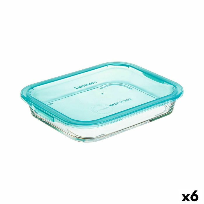 Cutie pentru prânz ermetică Luminarc Keep'n Lagon Turquoise 1,5 L Sticlă (6 Unități)