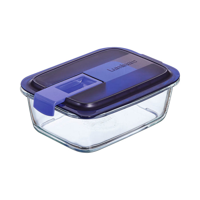 Cutie pentru prânz ermetică Luminarc Easy Box Albastru Sticlă (6 Unități) (820 ml)