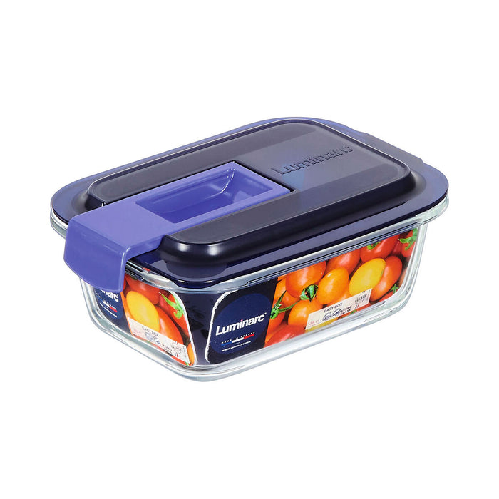 Cutie pentru prânz ermetică Luminarc Easy Box Albastru Sticlă (380 ml) (6 Unități)