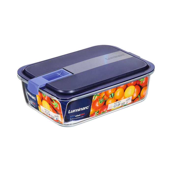 Cutie pentru prânz ermetică Luminarc Easy Box Albastru Sticlă (6 Unități) (1,97 l)
