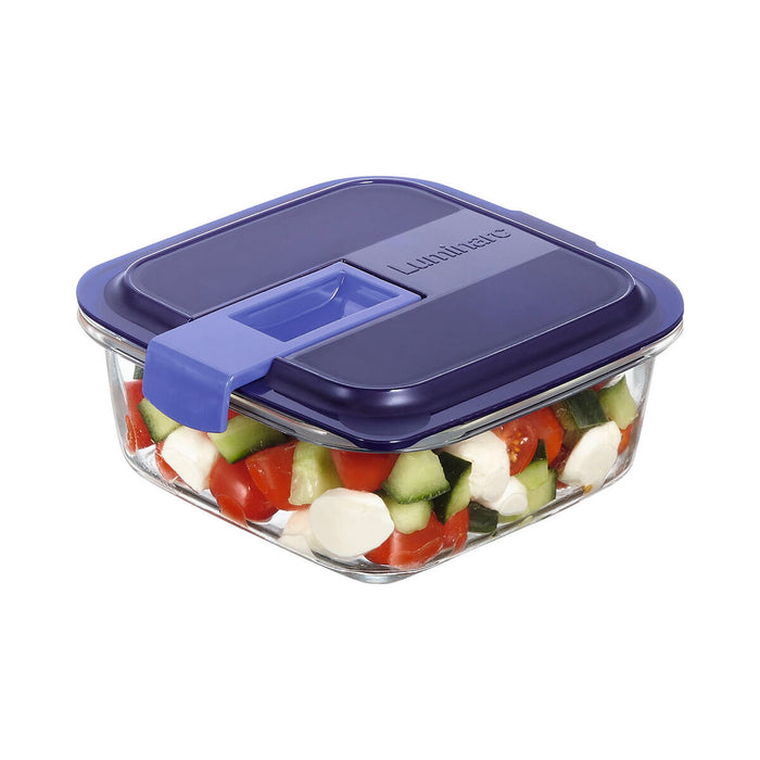Cutie pentru prânz ermetică Luminarc Easy Box Albastru Sticlă (760 ml) (6 Unități)