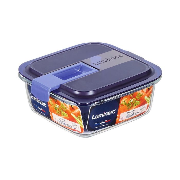 Cutie pentru prânz ermetică Luminarc Easy Box Albastru Sticlă (760 ml) (6 Unități)