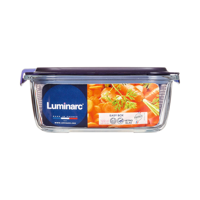Cutie pentru prânz ermetică Luminarc Easy Box Albastru Sticlă (6 Unități) (1,22 L)