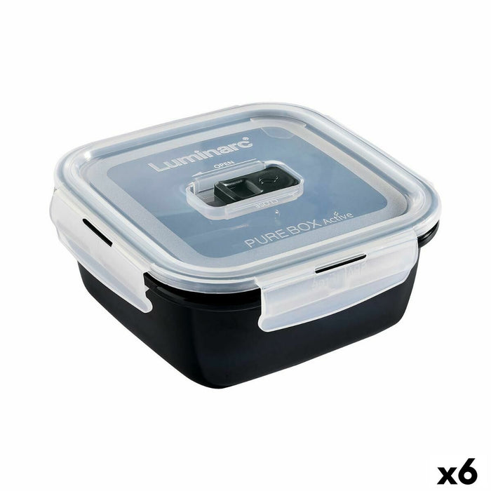 Cutie pentru prânz ermetică Luminarc Pure Box 760 ml Negru Sticlă (6 Unități)