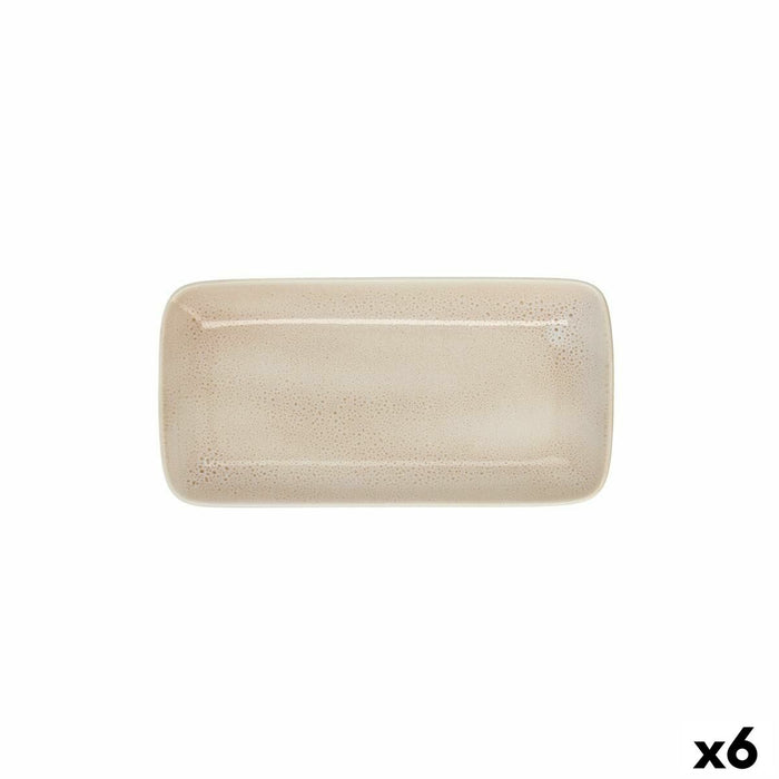 Tavă pentru gustari Ariane Porous 28 x 14 cm Ceramică Bej (6 Unități)