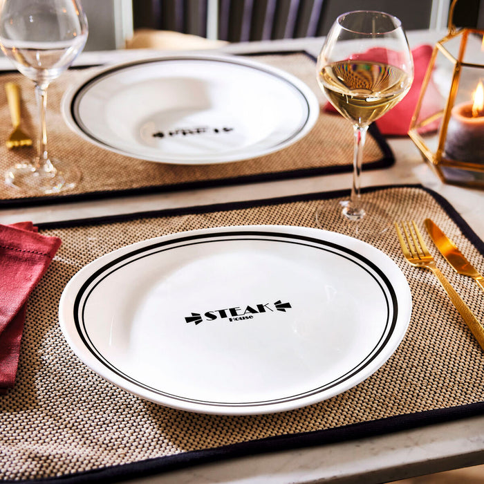 Plochá deska Luminarc Friends Time Bistro Carne Alb/Negru Sticlă Ø 30 cm (12 Unități)