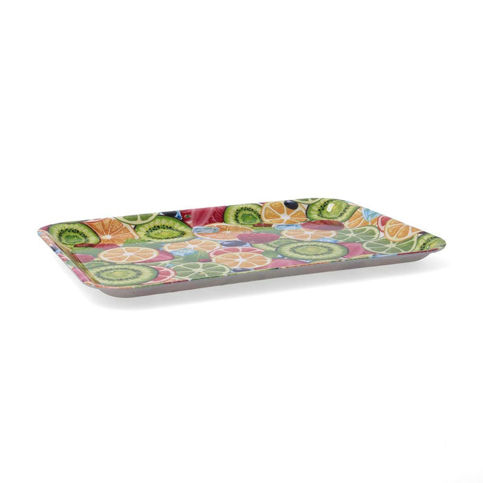 Tavă pentru micul dejun Quid Habitat Multicolor Plastic 28 x 20 x 1,5 cm Cu mânere Fructe (12 Unități)