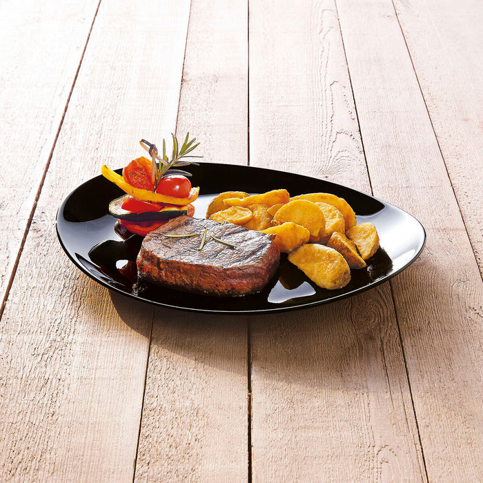 Platou Plat Luminarc Friends Time Negru Sticlă 30 x 26 cm Carne (12 Unități)