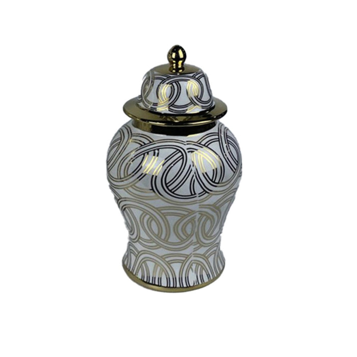 Vază DKD Home Decor Porțelan Auriu* Alb Oriental (17 x 17 x 31 cm)