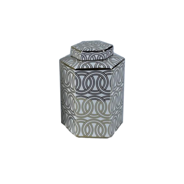 Vas Chinezesc DKD Home Decor Porțelan Auriu* Alb Oriental (17 x 15 x 24 cm)