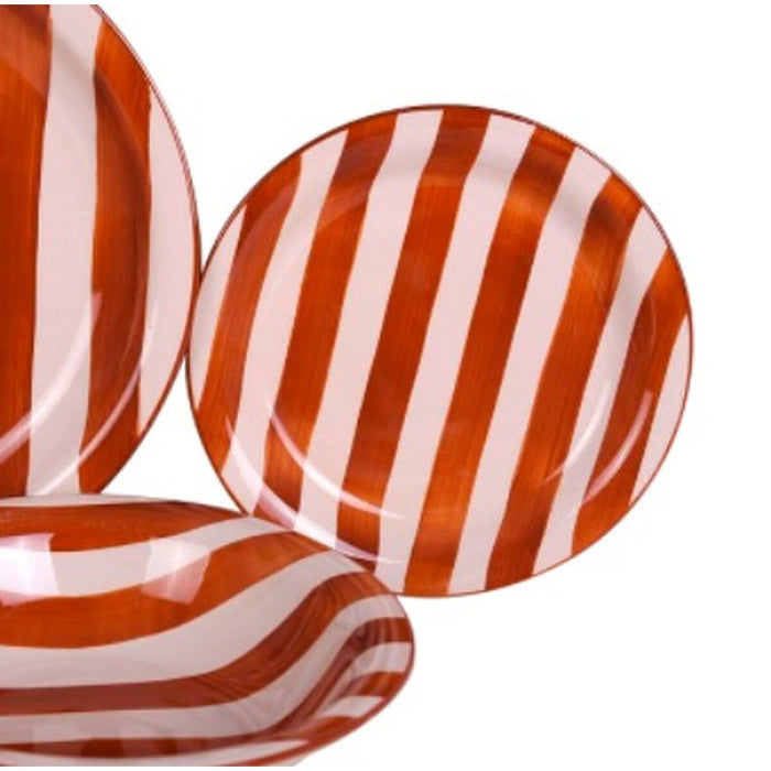 Veselă Home ESPRIT Roșu Gresie Dungi Mediterană 26,5 x 26,5 x 3 cm 18 Piese