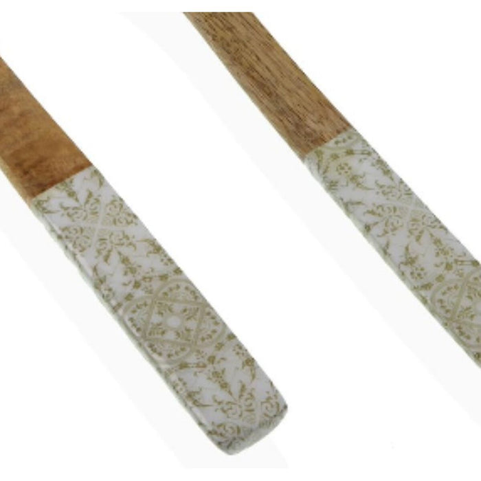 Set de Ustensile pentru Bucătărie Versa Bambus Porțelan Lemn de mango