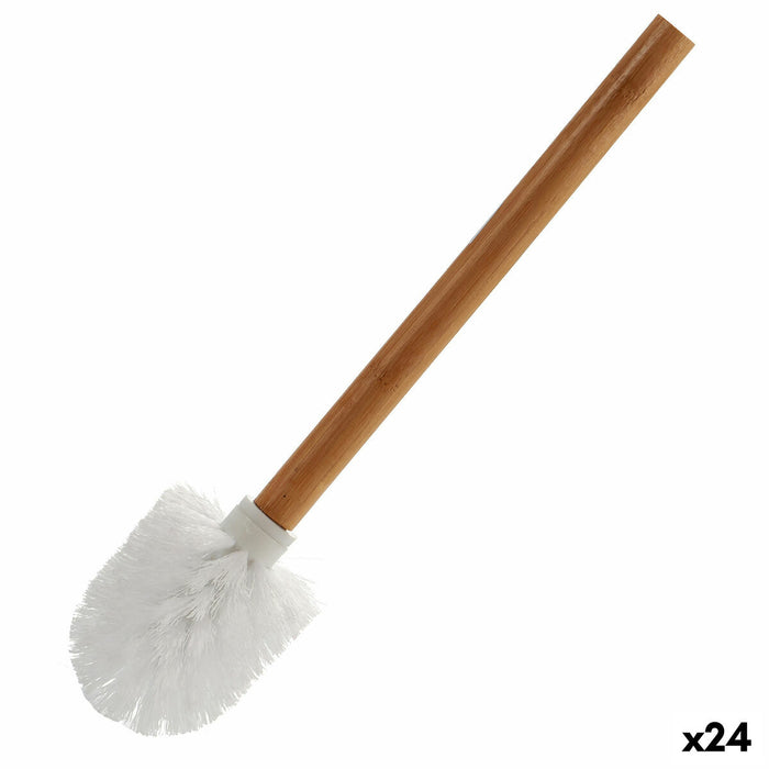 Perie pentru toaletă Maro Alb Bambus (8 x 35,5 x 8 cm) (24 Unități)