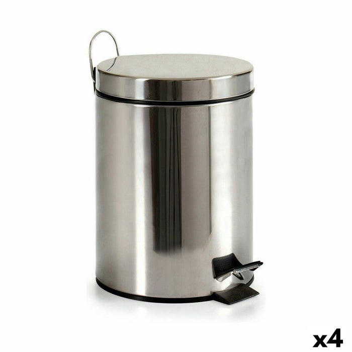 Coș de gunoi pentru hârtie cu pedală Argintiu Oțel inoxidabil Plastic 5 L (4 Unități)