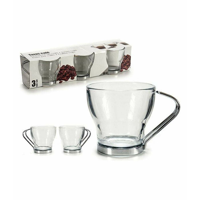 Set de Căni de Cafea Argintiu Metal Transparent Sticlă 24 Unități