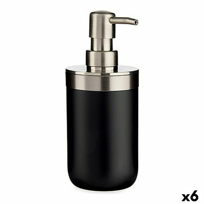 Dozator de Săpun Argintiu Negru Oțel inoxidabil Plastic (350 ml) (6 Unități)