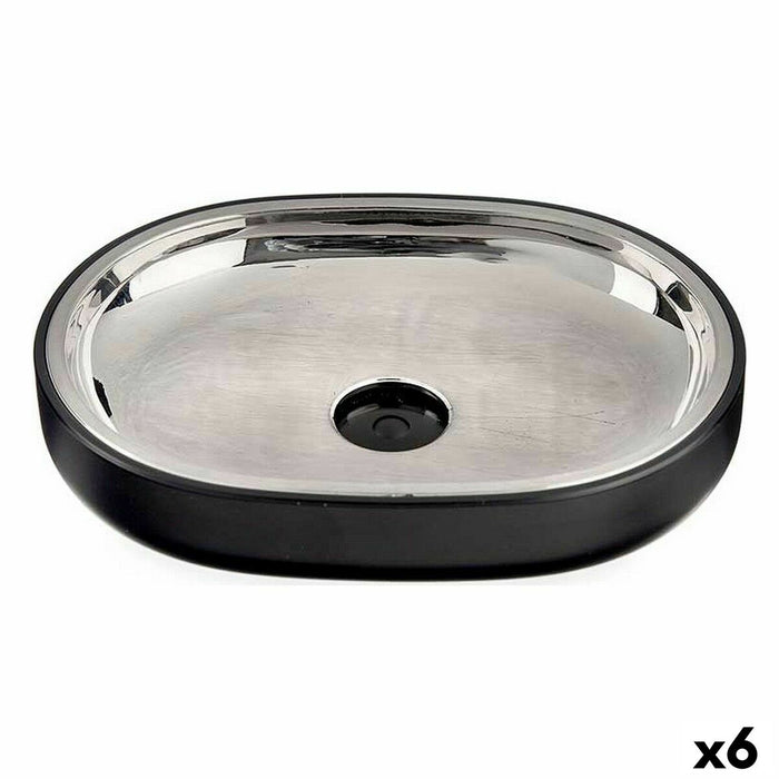 Săpunieră Negru Oțel inoxidabil Plastic 9,5 x 2,5 x 13 cm (6 Unități)
