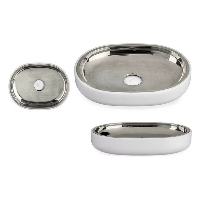 Săpunieră Argintiu Oțel inoxidabil Alb Plastic 9,5 x 2,5 x 13 cm (6 Unități)