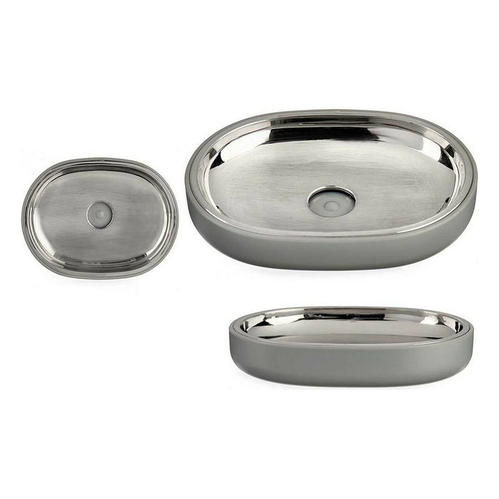 Săpunieră Argintiu Gri Oțel inoxidabil Plastic 9,5 x 2,5 x 13 cm (6 Unități)