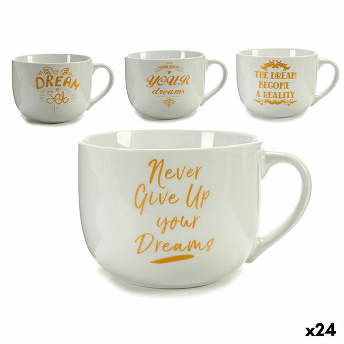 Hrnek Dream Porțelan Auriu* Alb 500 ml 24 Unități