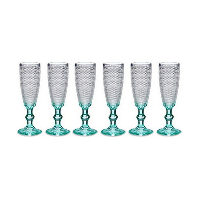 Pahar de șampanie Puncte Transparent Turquoise Sticlă 6 Unități (185 ml)