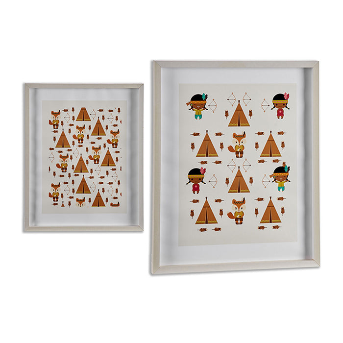 Tablou Maro Lemn Alb (6 Unități) (2,5 x 52 x 42 cm)