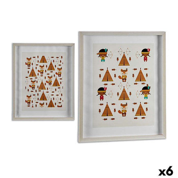 Tablou Maro Lemn Alb (6 Unități) (2,5 x 52 x 42 cm)