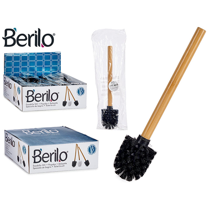 Perie pentru toaletă Negru Maro Bambus (8 x 35,5 x 8 cm) (24 Unități)
