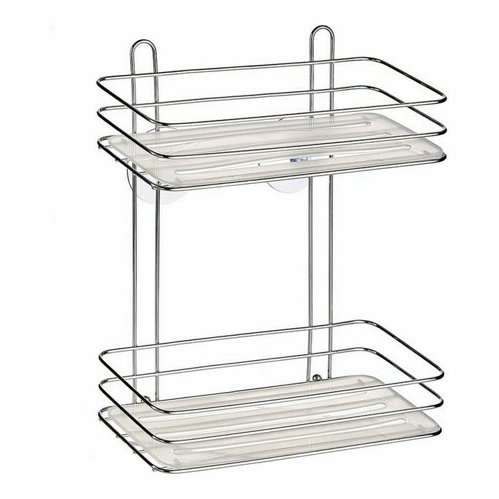 Raft de Baie Argintiu Transparent Plastic Oțel cromat (26 x 30,2 x 11,5 cm) (12 Unități)