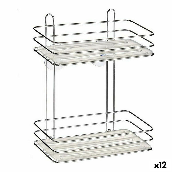 Raft de Baie Argintiu Transparent Plastic Oțel cromat (26 x 30,2 x 11,5 cm) (12 Unități)