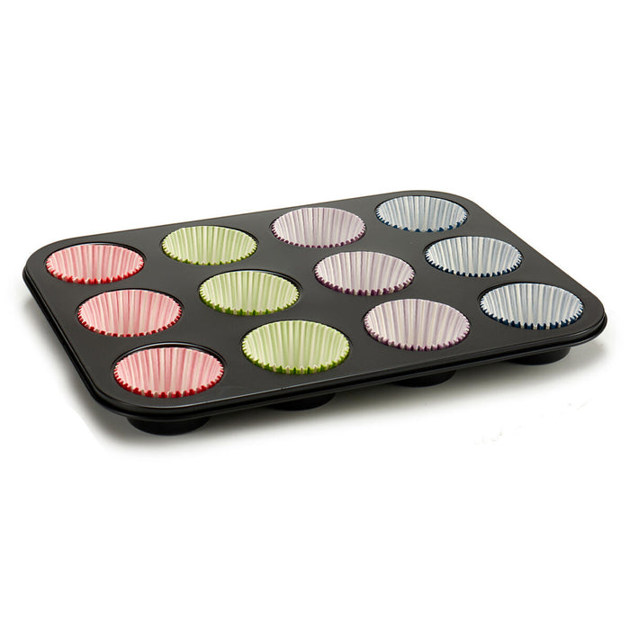 Modele pentru Brioșe Multicolor Tavă pentru Cuptor (7 x 7 x 3 cm) (35 x 3 x 26,5 cm) (12 Unități)