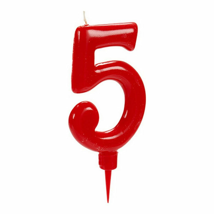 Lumânare Roșu Aniversare Numere 5 (12 Unități)
