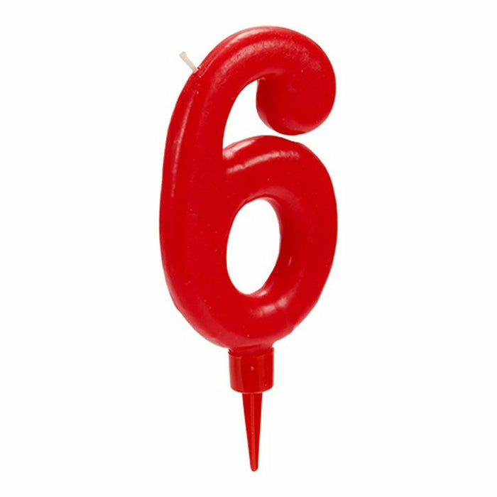 Lumânare Roșu Aniversare Numere 6 (12 Unități)